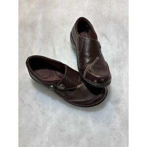 Clarkson Collection Womens Dark Brown Leather Slip On Shoes Comfort Size 6